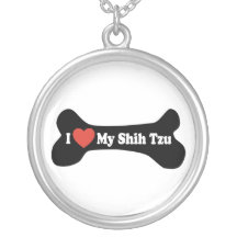 I Love My Shih Tzu - Dog Bone Pendant