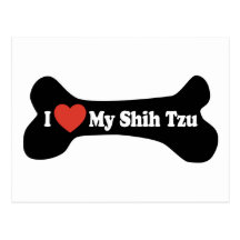 I Love My Shih Tzu - Dog Bone Post Card