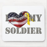 I Love My Soldier Flag Mousepad
