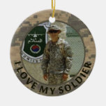 I Love My Soldier Military Photo Customizable Christmas Ornament