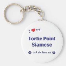 I Love My Tortie Point Siamese (Female Cat) Keychain