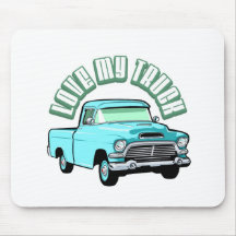 I love my truck - Old, classic blue pickup Mouse Pads