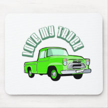 I love my truck - Old, classic green pickup Mousepads