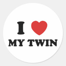 I Love My Twin Round Stickers