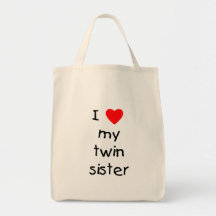 I Love My Twin Sister Tote Bags