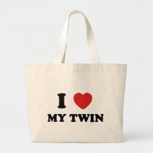 I Love My Twin Tote Bags