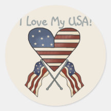 I Love My USA Tshirts and Gifts Round Sticker