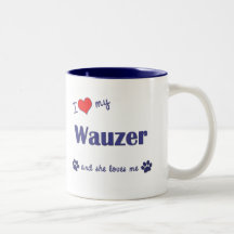 I Love My Wauzer (Female Dog) Coffee Mugs