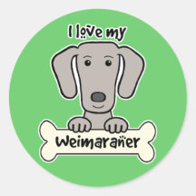 I Love My Weimaraner Round Sticker