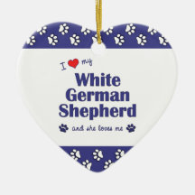 I Love My White German Shepherd (Female Dog) Christmas Tree Ornaments