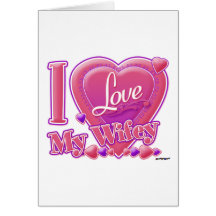 I Love My Wifey pink/purple - heart Cards