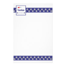 I Love My Yorkie (Male Dog) Customized Stationery