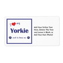 I Love My Yorkie (Male Dog) Personalized Shipping Label
