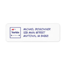 I Love My Yorkie (Male Dog) Custom Return Address Labels