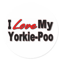 I Love My Yorkie-Poo Dog Gifts and Apparel Stickers