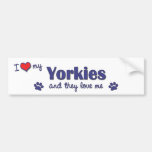I Love My Yorkies (Multiple Dogs) Bumper Stickers