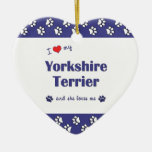 I Love My Yorkshire Terrier (Female Dog) Christmas Ornaments