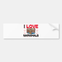 I Love Narwhals Bumper Sticker