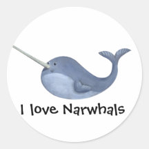 I love Narwhals -custom text - Sticker