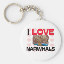 I Love Narwhals Keychain