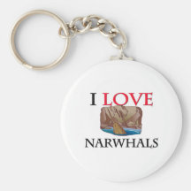 I Love Narwhals Keychain