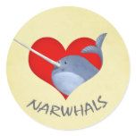 I love Narwhals Round Stickers