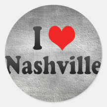 I Love Nashville, United States Round Stickers