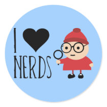 I Love Nerds Round Sticker