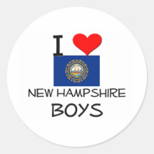 I Love New Hampshire Boys Round Sticker