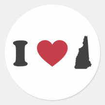 I Love New Hampshire Round Sticker