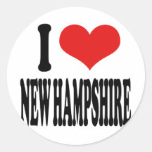 I Love New Hampshire Round Stickers
