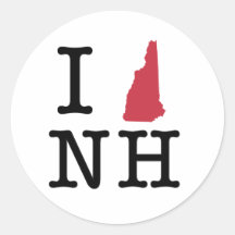 I Love New Hampshire Round Stickers