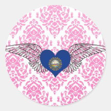 I Love New Hampshire -wings Round Stickers