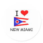 I Love New Miami Ohio Round Stickers