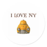 I Love New York Yellow Chequered Taxi Cab Round Stickers
