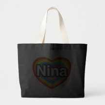 I love Nina. I love you Nina. Heart Canvas Bag