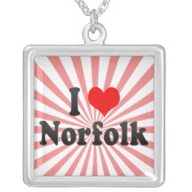 I Love Norfolk, United States Necklace