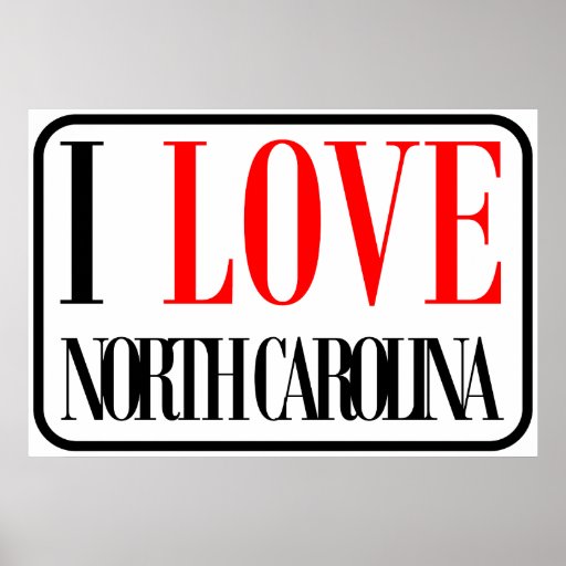 I Love North Carolina Design Print