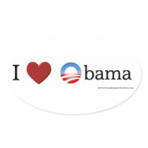 I love Obama Oval Sticker