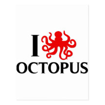 I Love Octopus Post Card