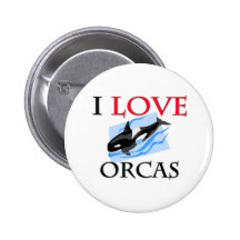I Love Orcas Pinback Buttons