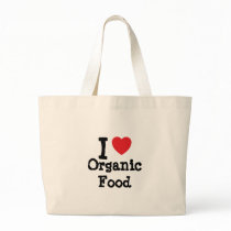 I love Organic Food heart custom personalized Tote Bags