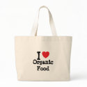 I love Organic Food heart custom personalized bags