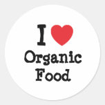 I love Organic Food heart custom personalized Round Sticker
