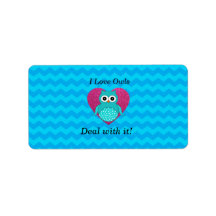 I love owls deal with it blue chevrons custom address labels