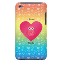 I love owls pink rainbow hearts iPod Case-Mate case
