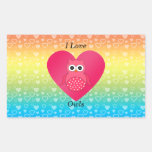 I love owls pink rainbow hearts stickers