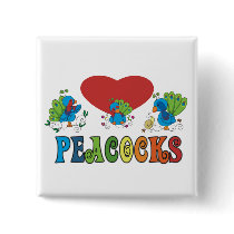 I Love Peacocks Buttons