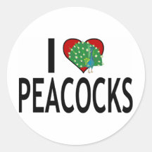 I Love Peacocks Stickers