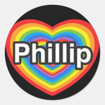 I love Phillip. I love you Phillip. Heart Round Sticker